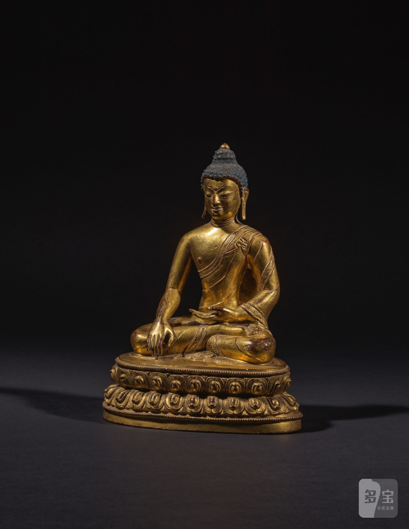 STATUETTE DE BOUDDHA SHAKYAMUNI EN BRONZE DORÉ - 图4